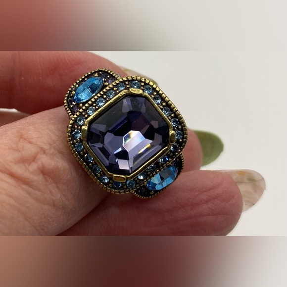 HEIDI DAUS® Blue & Purple Crystal Cocktail Statement Ring - Picture 11 of 16